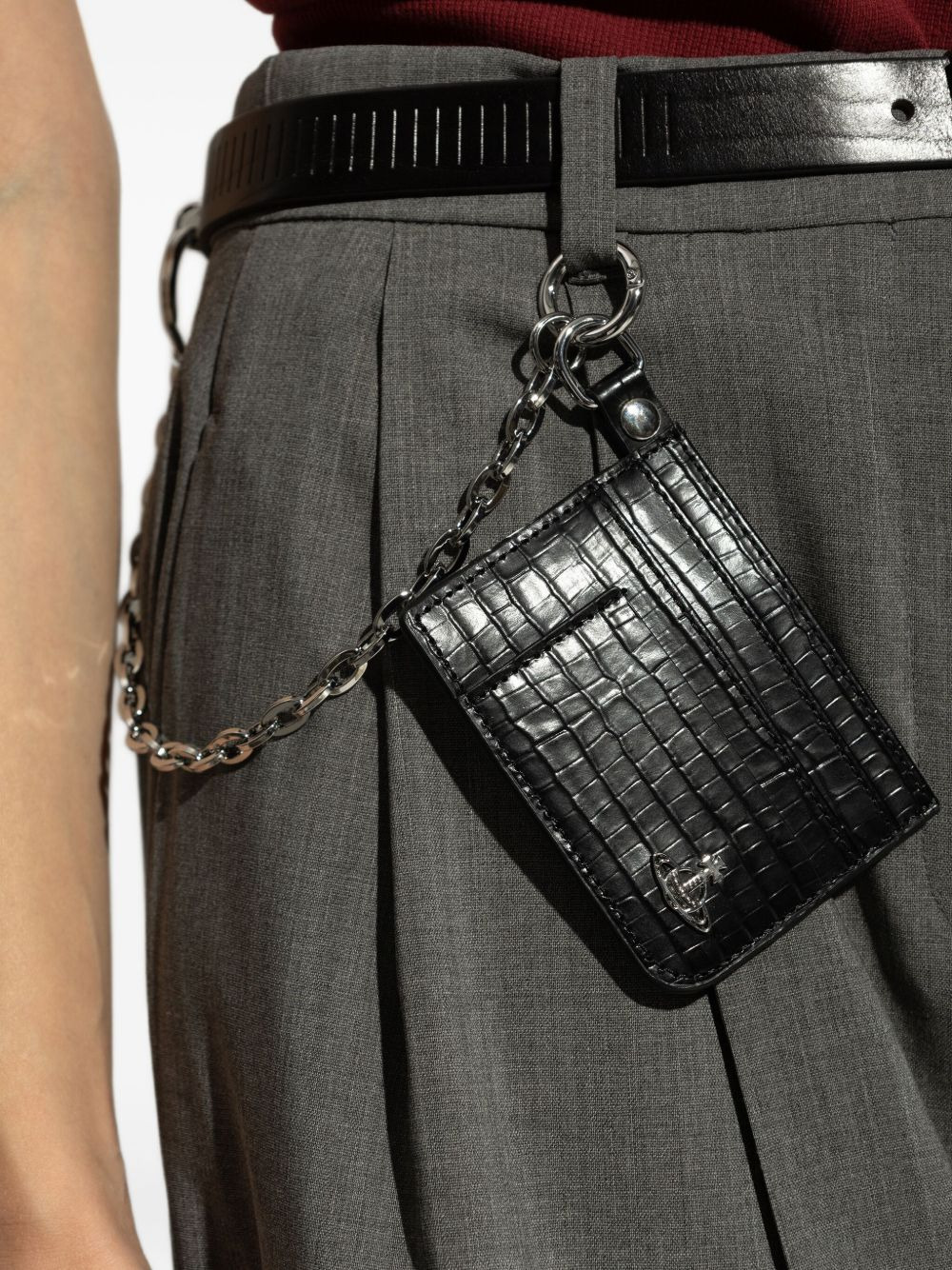 crocodile-embossed chain card holder - 5