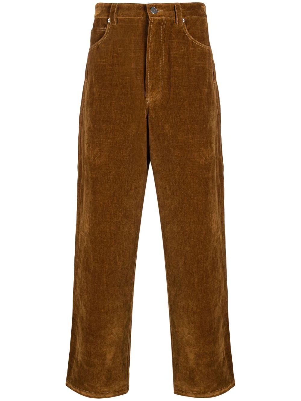 straight-cut velvet-effect trousers - 1