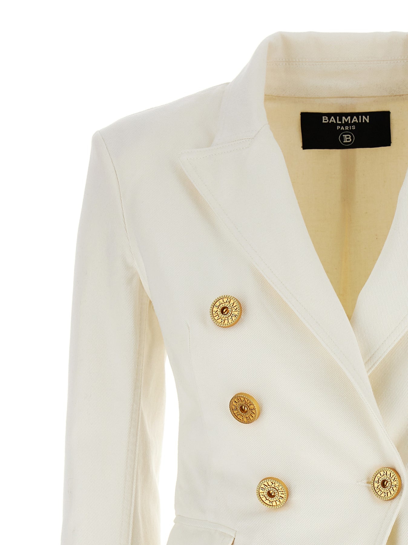 Balmain Double-Breasted Denim Blazer Blazer And Suits White