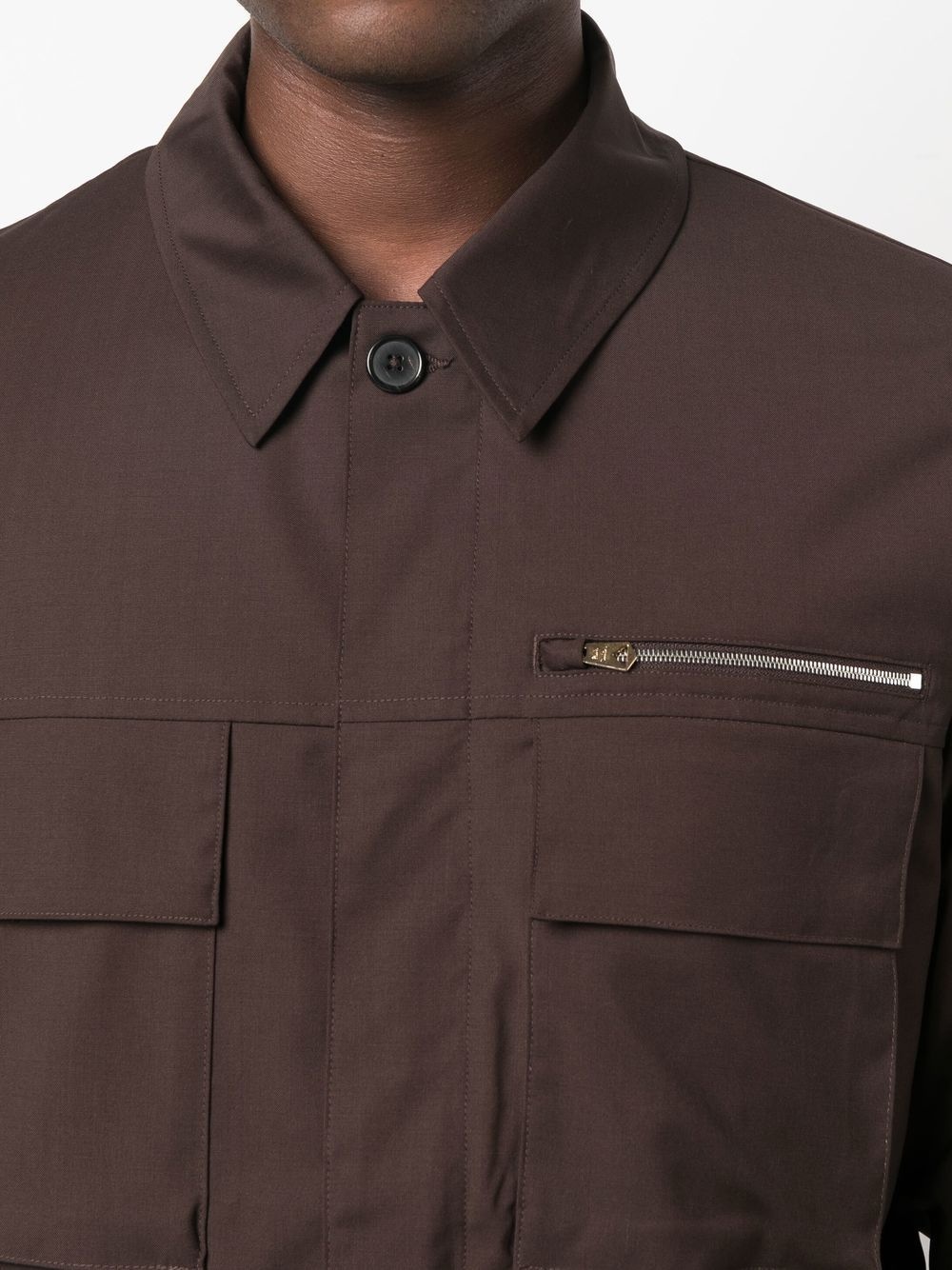 pocket-detail shirt jacket - 5