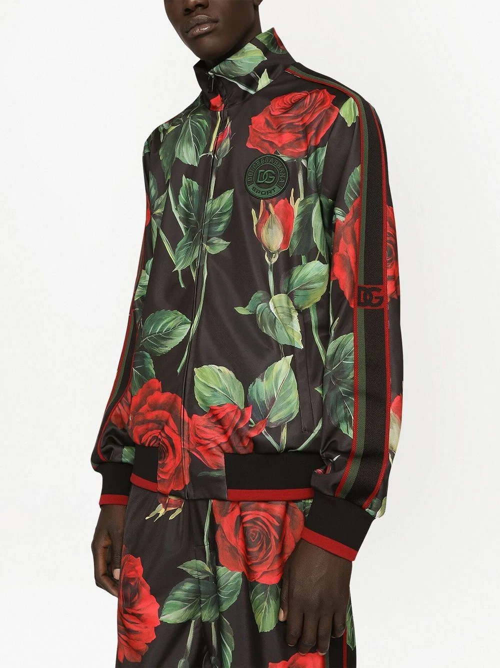 rose-print track jacket - 5