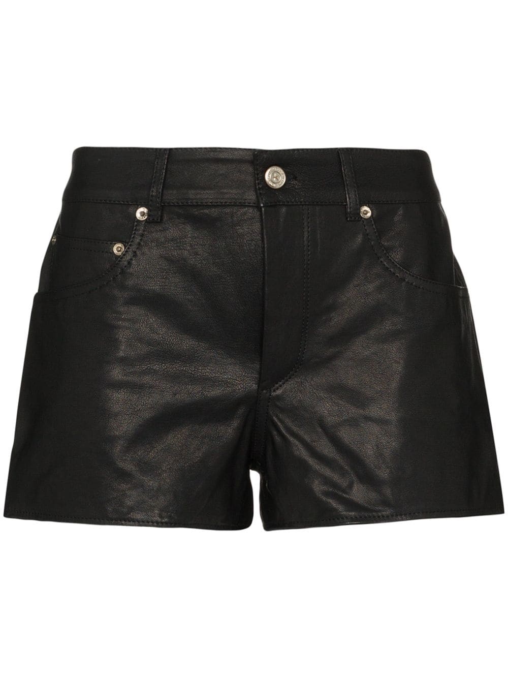 mid-rise leather shorts - 1