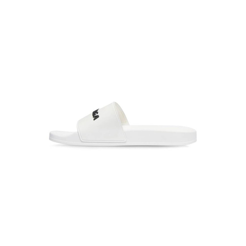 BALENCIAGA Women's Pool Slide Sandal in White Black outlook