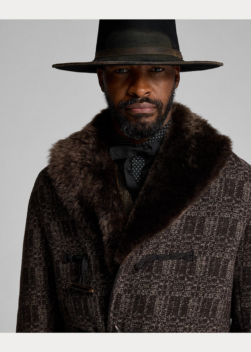 Shearling-Collar Jacquard Coat 5