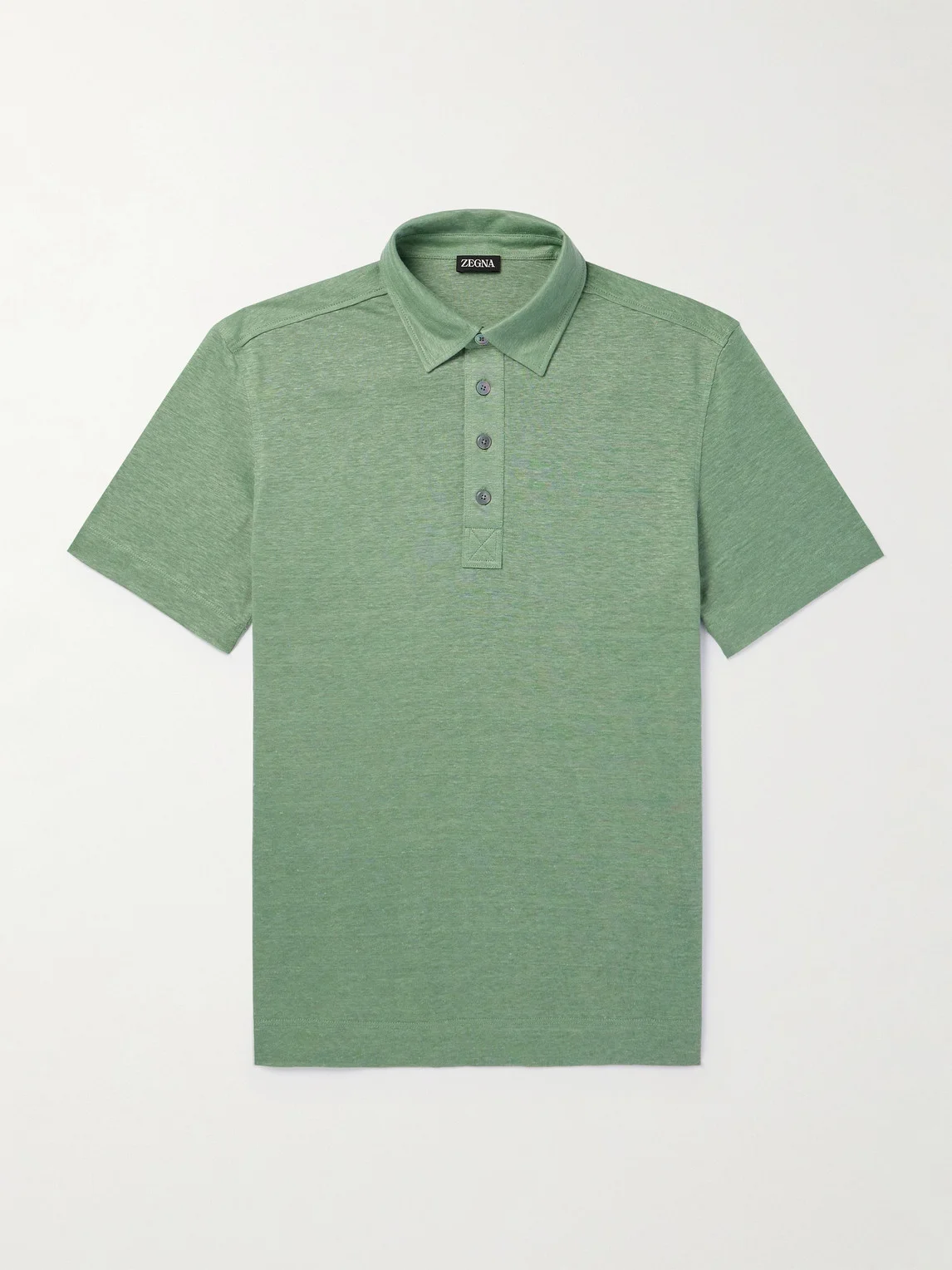 Slim-Fit Linen Polo Shirt - 1