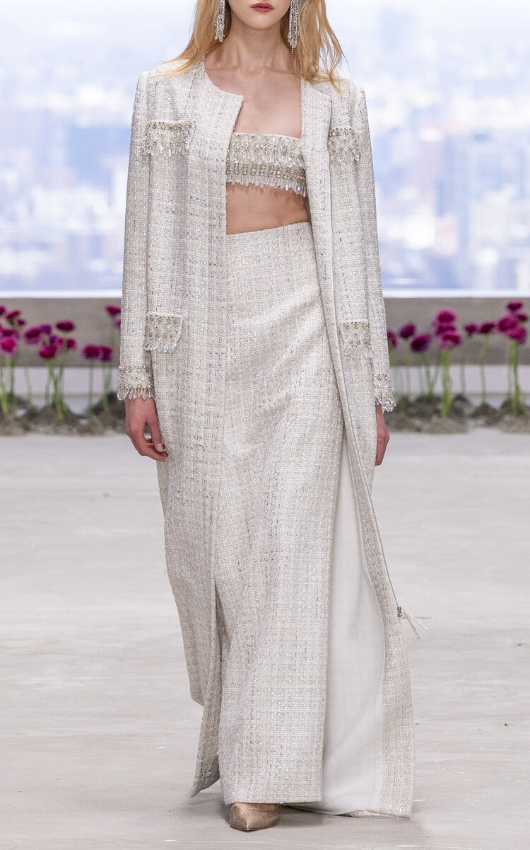 Mid-Rise Tweed Maxi Skirt ivory - 5