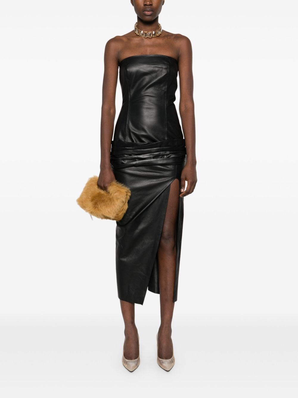 leather midi dress - 2