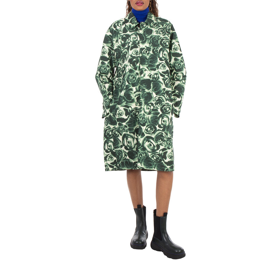 Burberry Long All Over Rose Print Raincoat - 3