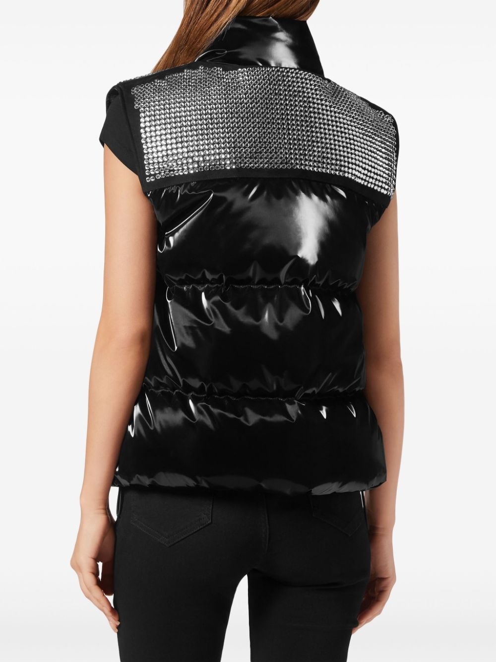 crystal-embellished padded gilet - 3