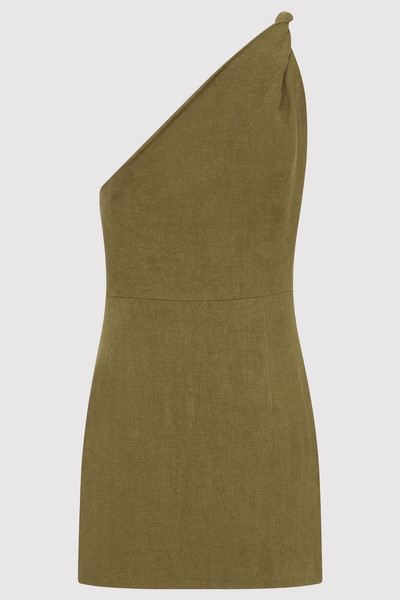 ST. AGNI Twisted Linen Mini Dress - Olive outlook