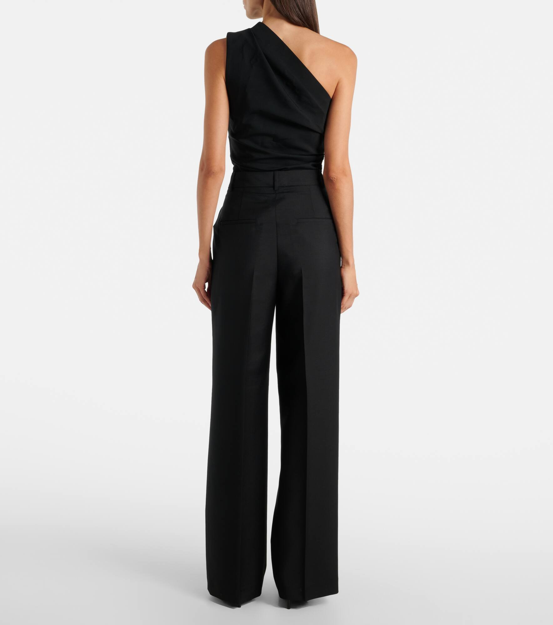 Pleated wool and mohair wide-leg pants - 3