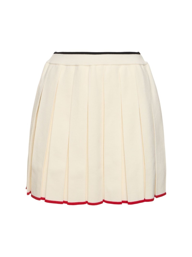 Needle stitch wool pleated mini skirt - 1