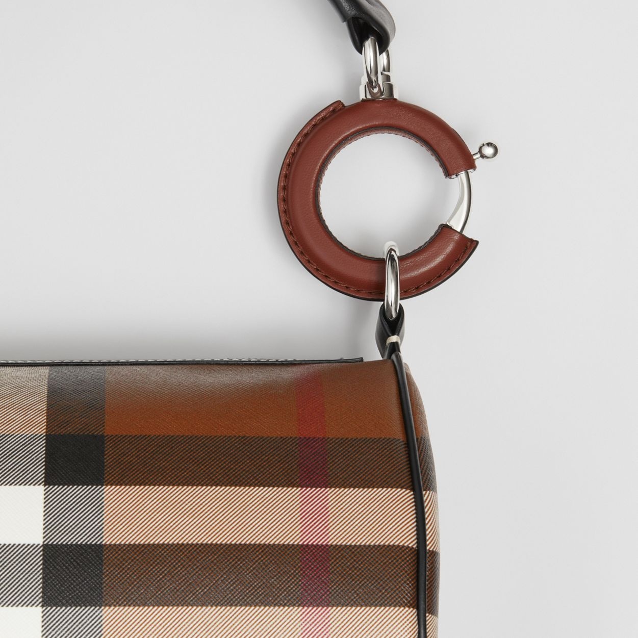 Small Check and Leather Rhombi Bag - 2