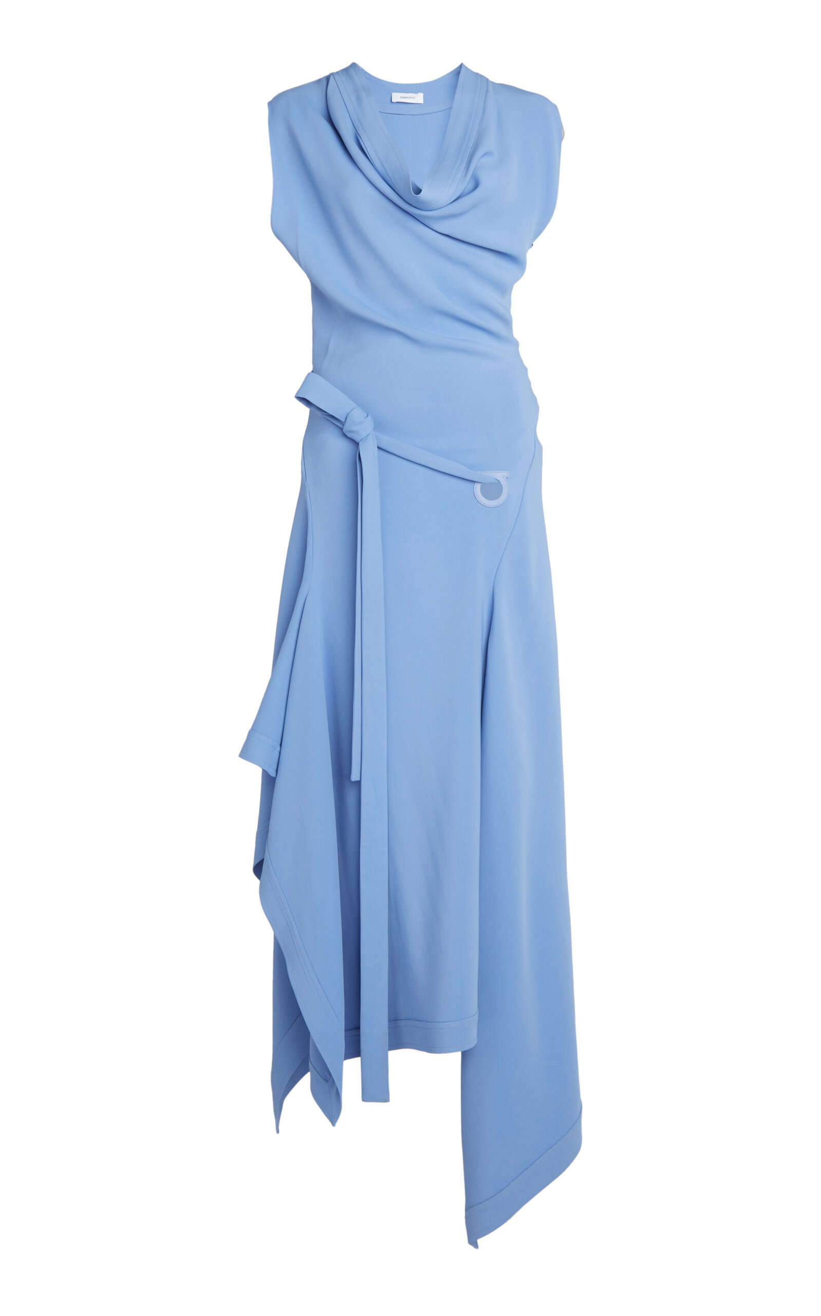 Asymmetric Crepe Midi Dress blue - 1