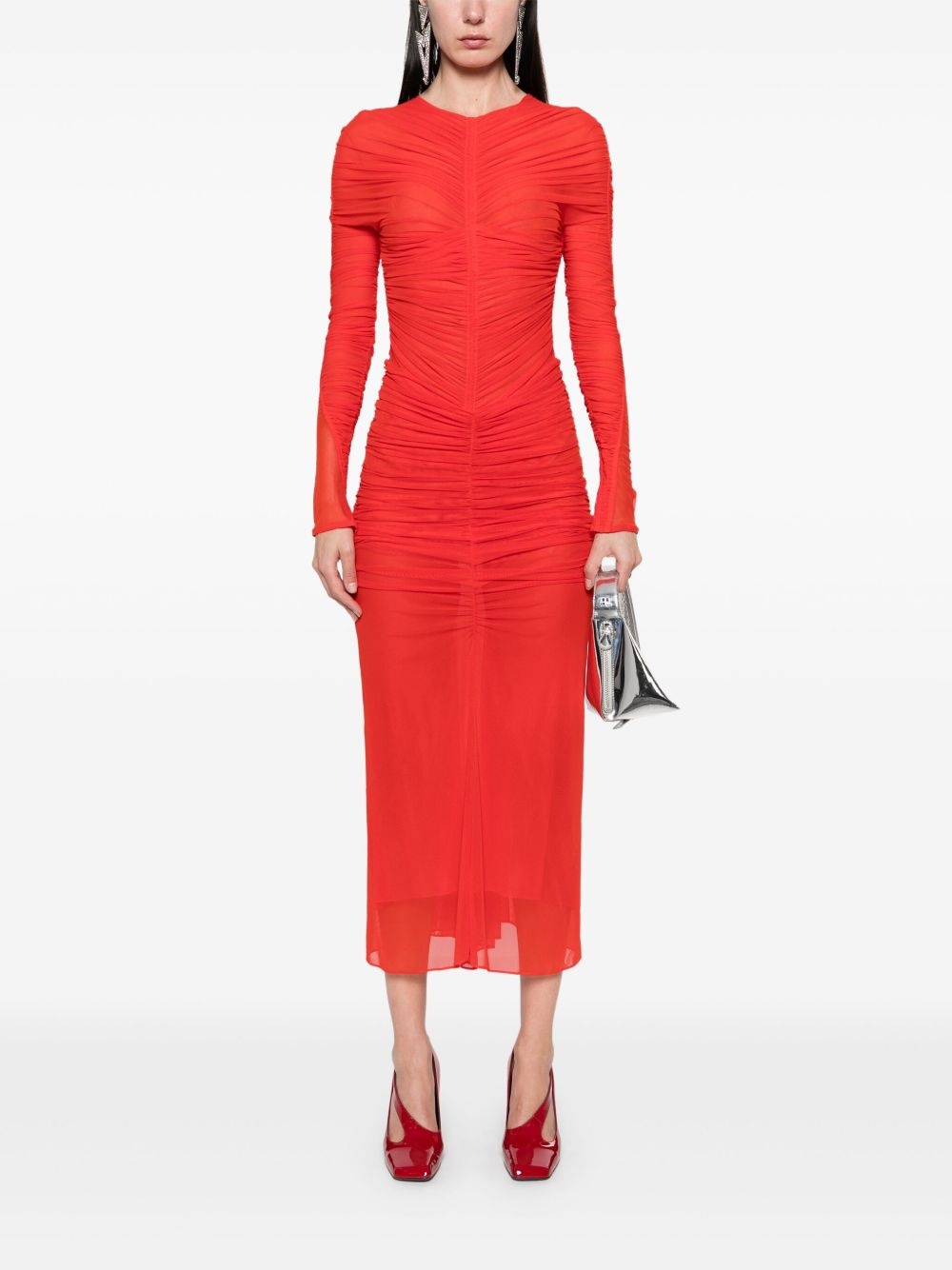 ruched mesh midi skirt - 2