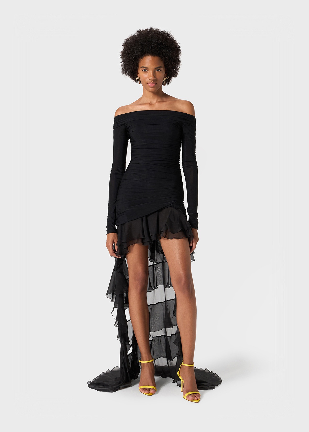 MINI DRESS IN JERSEY WITH CHIFFON TRAIN - 2