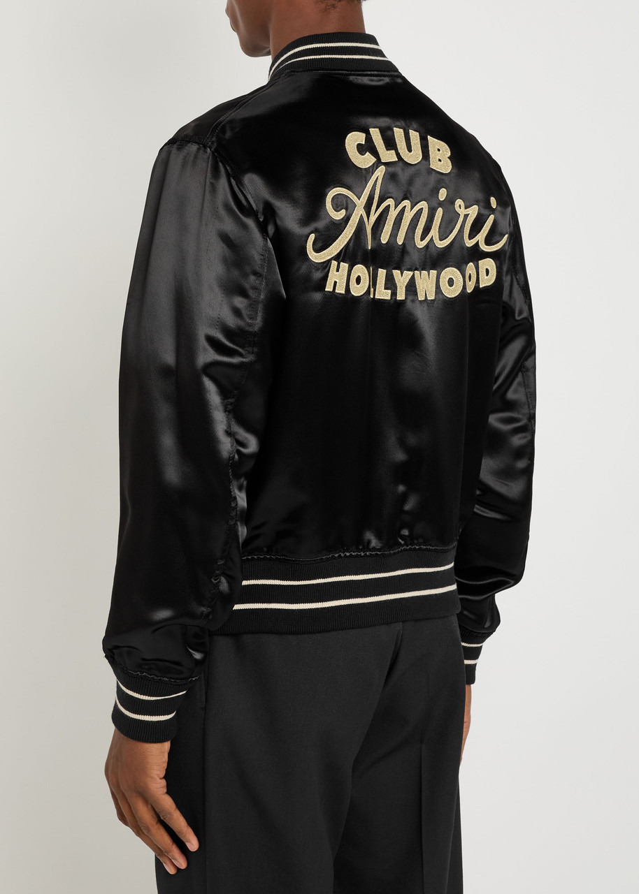 Amiri Club Amiri Logo-embroidered Satin Bomber Jacket - 3