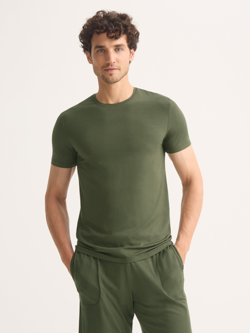 Derek Rose Men's T-Shirt Basel Micro Modal Stretch Evergreen outlook