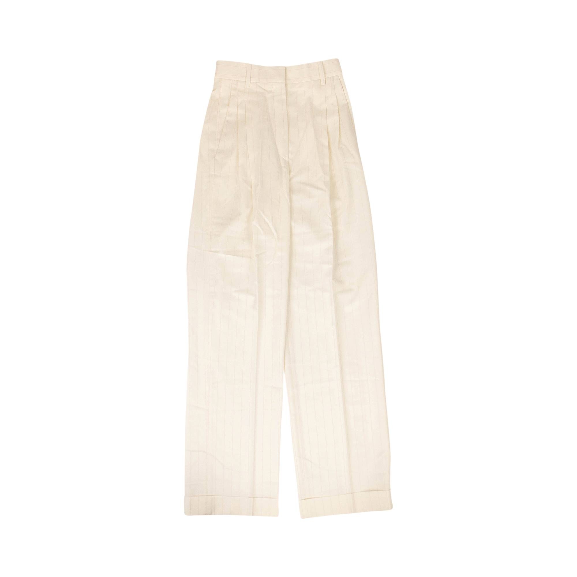 Casablanca Wool Rio Pinstriped Wide Leg Suit 'Cream' - 4