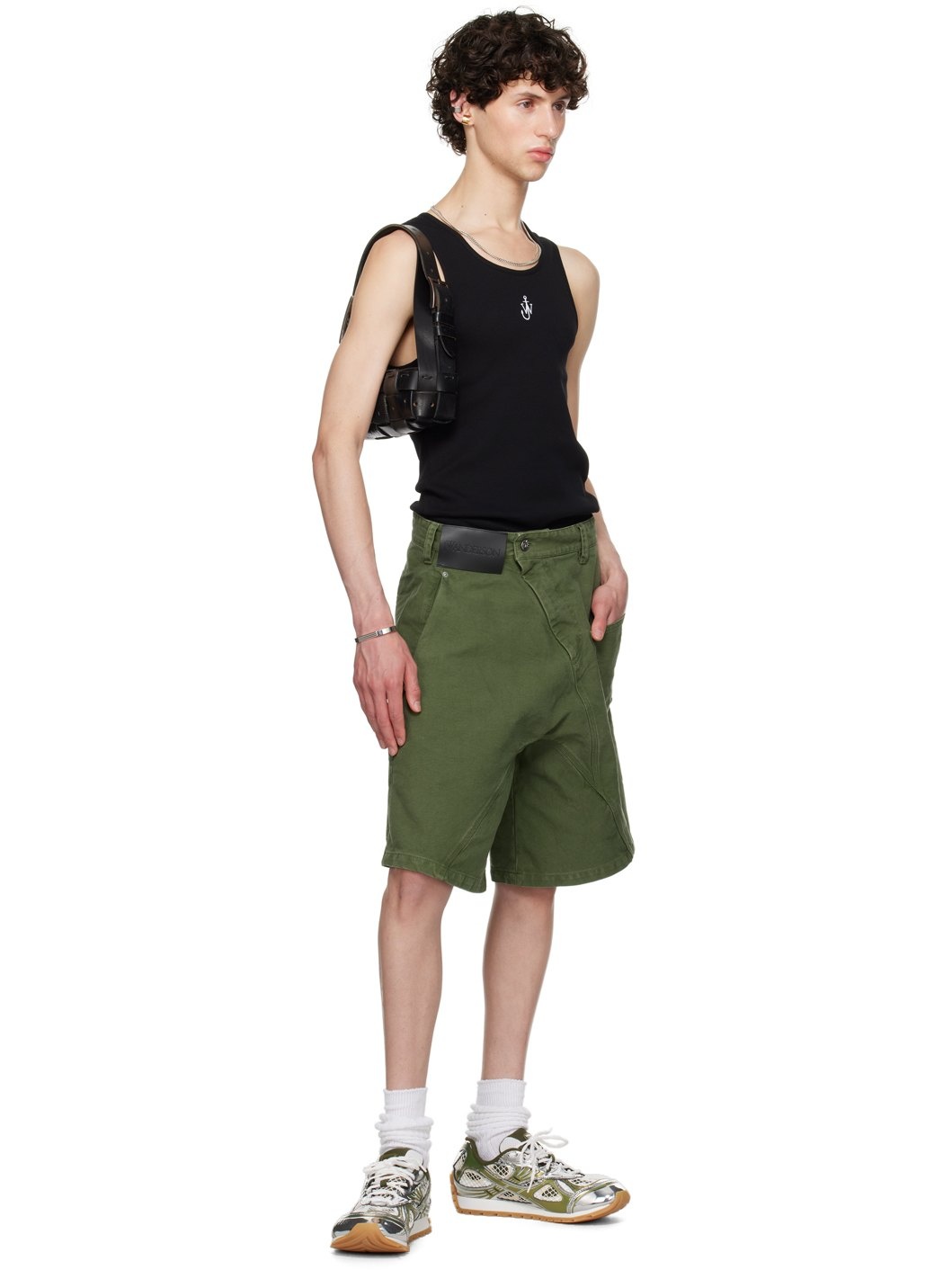 Green Twisted Workwear Shorts - 4