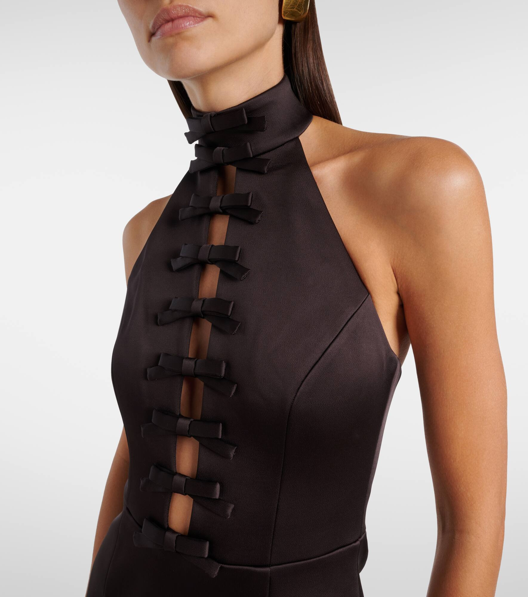 Bow-detail cutout halterneck minidress - 4