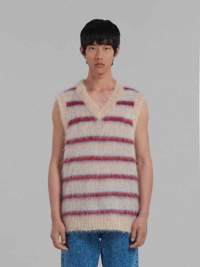 Marni CREAM STRIPED MOHAIR VEST outlook