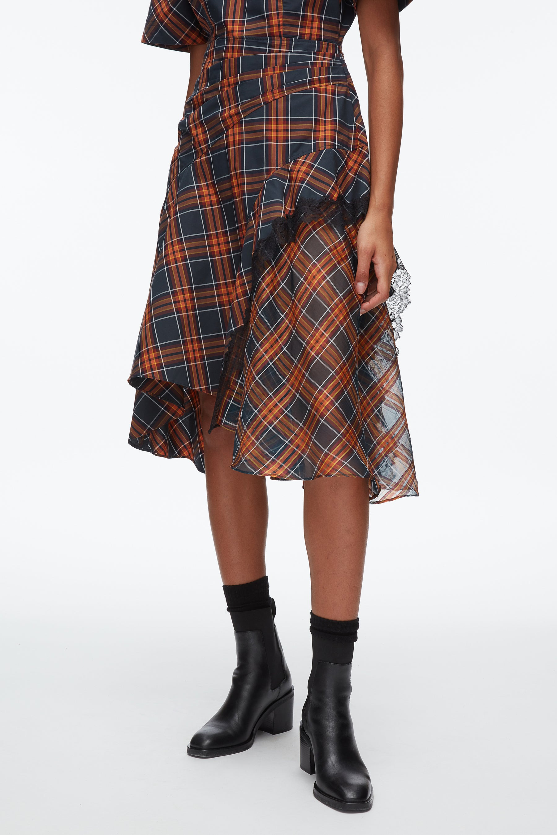 Plaid Mix Draped Dress - 6