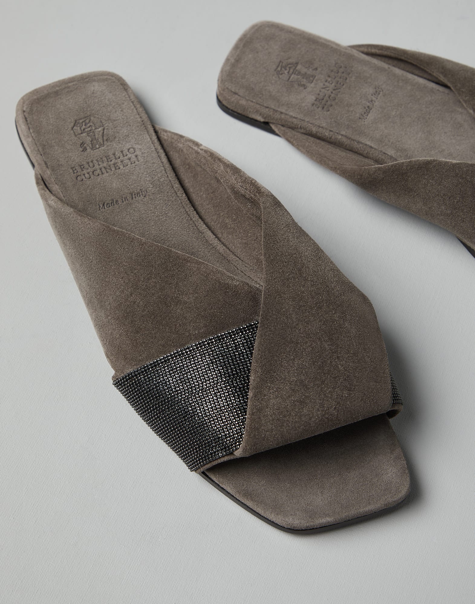 Suede slides with precious strap - 3