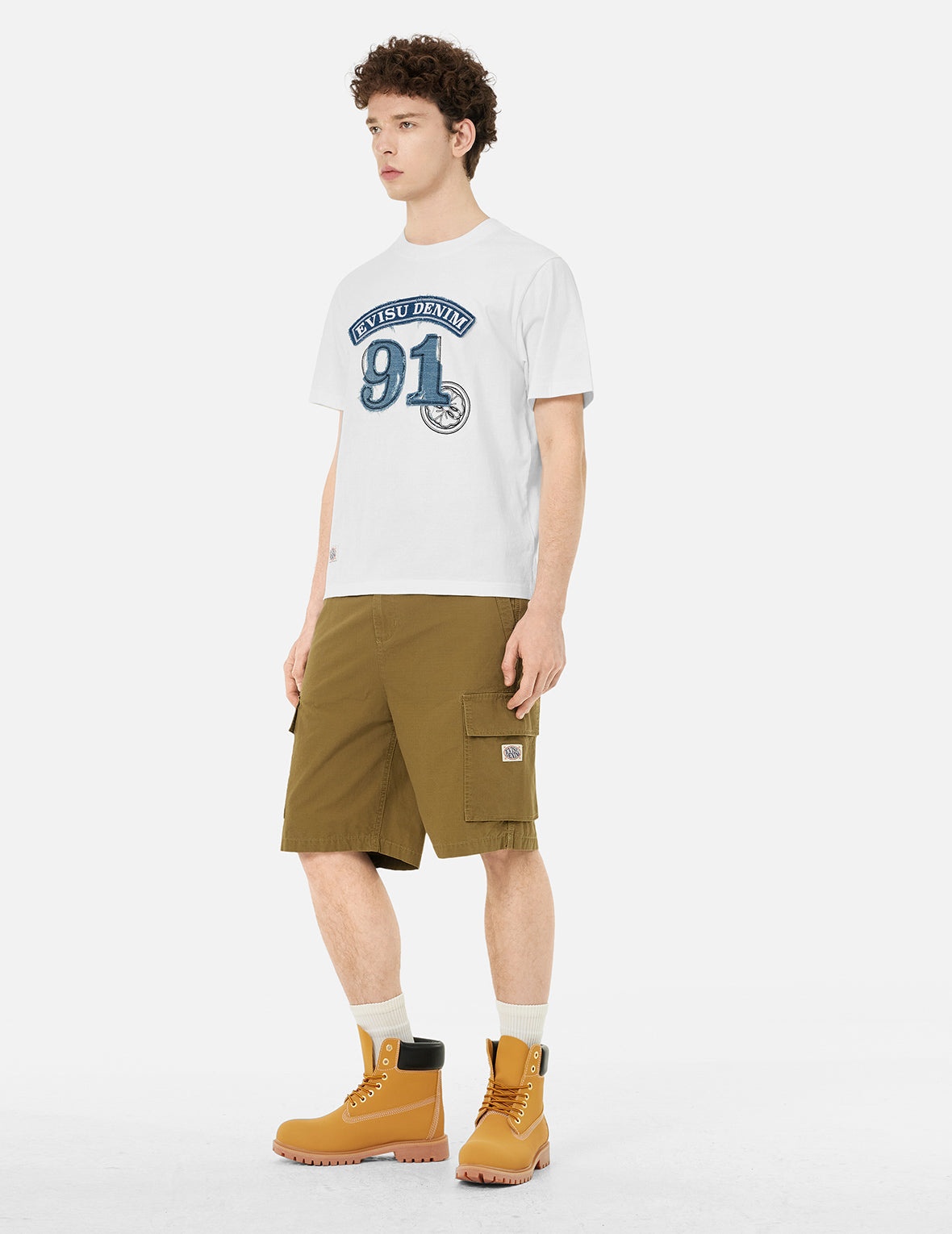 Logo and "91" Appliqué Embroidery Relax Fit T-shirt - 3