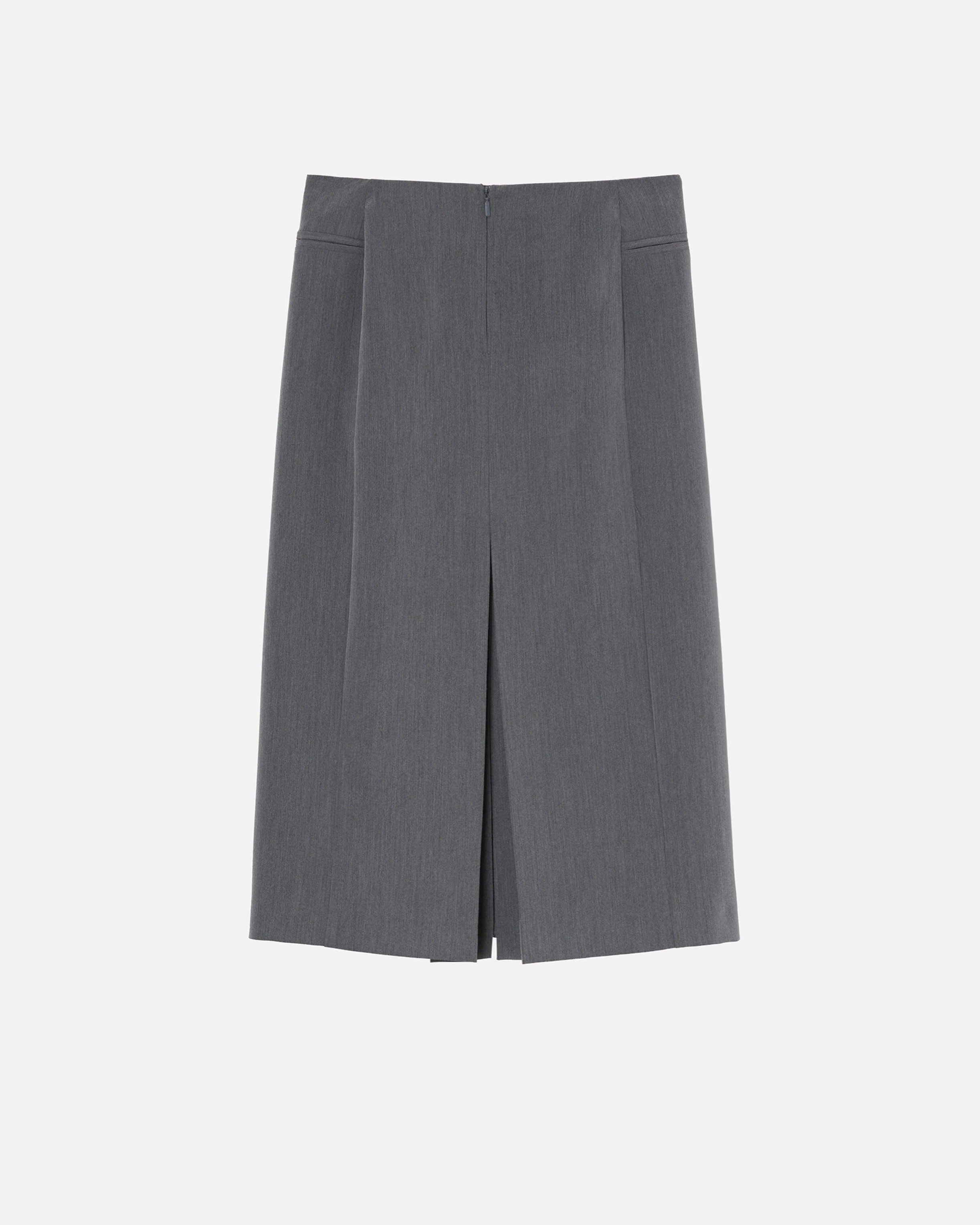 TAILORED MIDI SKIRT WITH SLIT AND PLEATING - 6