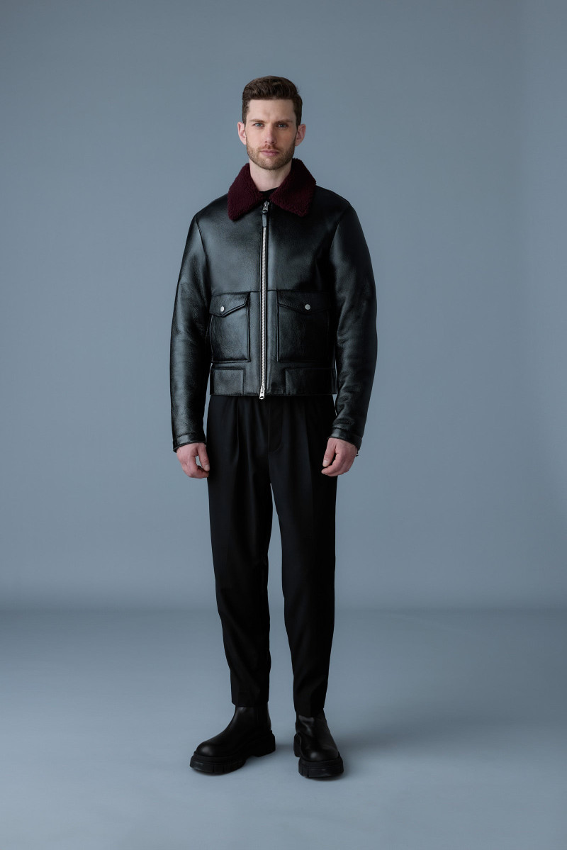 MACKAGE ENZO Leather jacket with shearling collar outlook