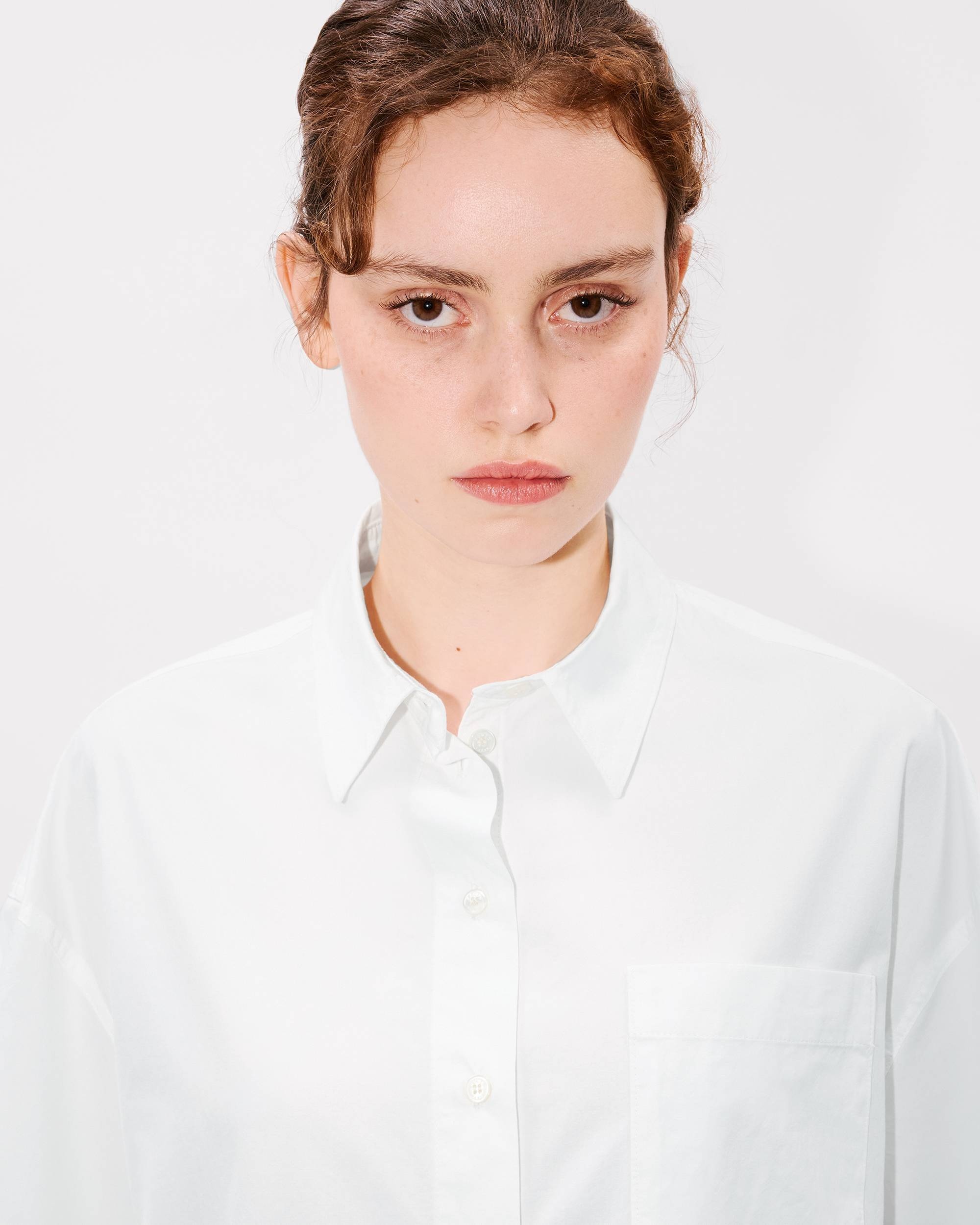 Cocoon short sleeve dress in cotton poplin - 5