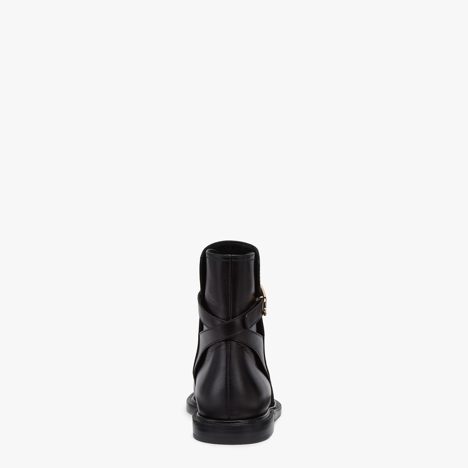 Black leather low-heel boots - 3