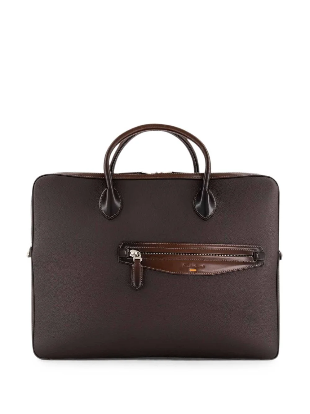 grained leather tote bag - 1