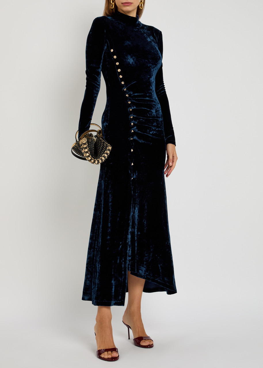 Rabanne Gathered Velvet Gown - 4