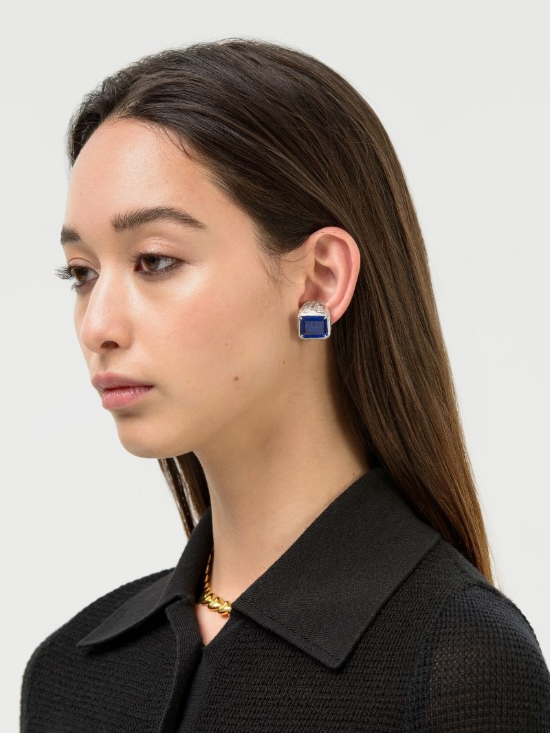 SMALL SQUARE CUT STONE EARRING - 3