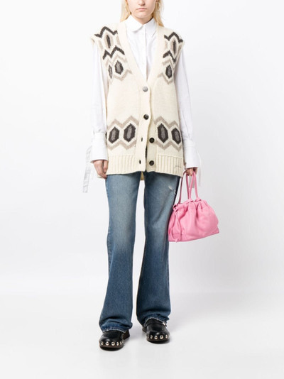 GANNI patterned intarsia-knit wool vest outlook