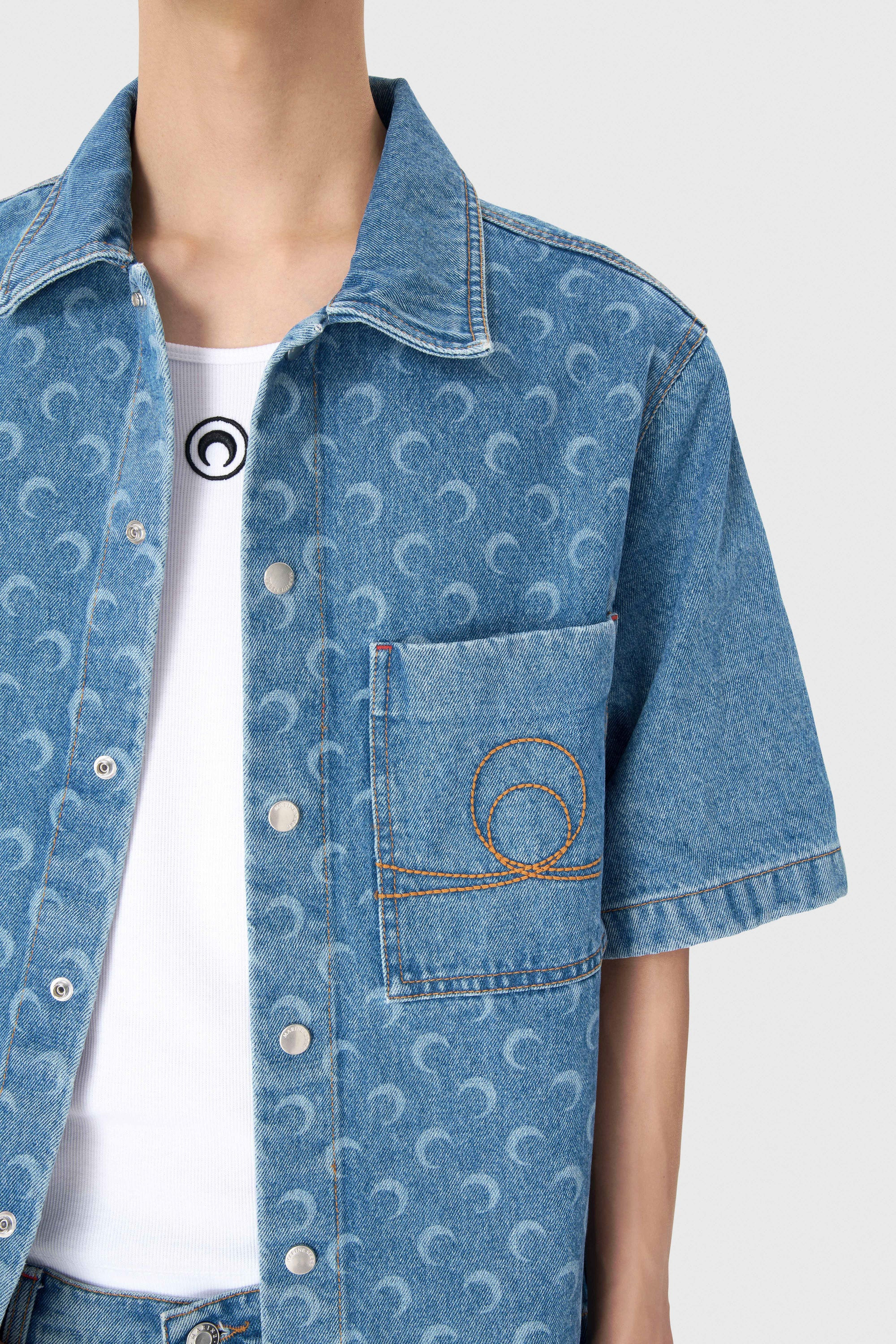 Moon Laser Blue Wash Denim SS Shirt - 3