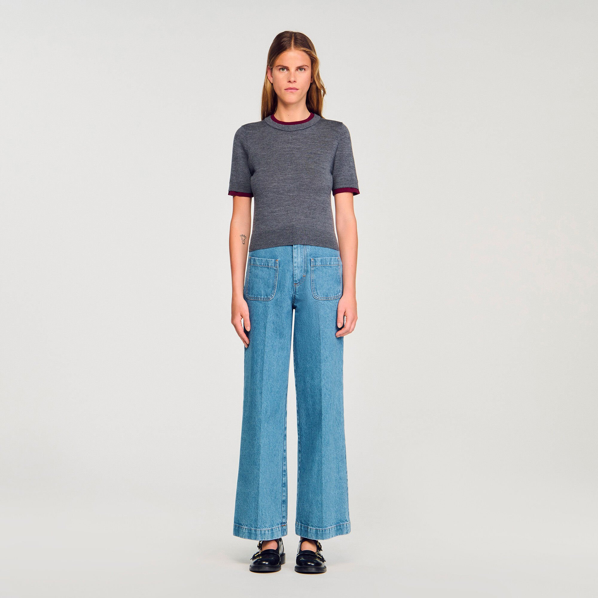 TWO-TONE CROPPED SWEATER - 2