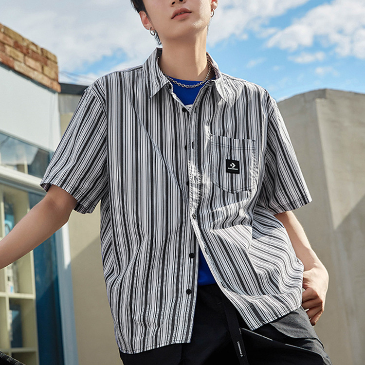 Converse Striped Short Sleeve Button Down 'Blue' 10024060-A02 - 4