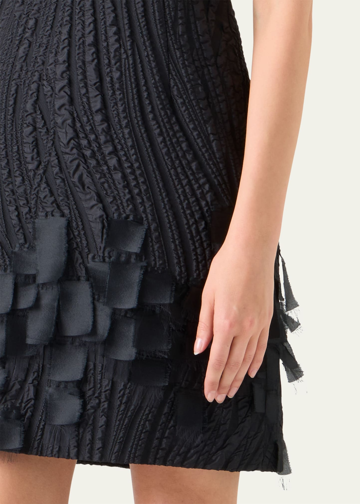 Waves And Ribbons Jacquard Sleeveless Mini Dress - 5