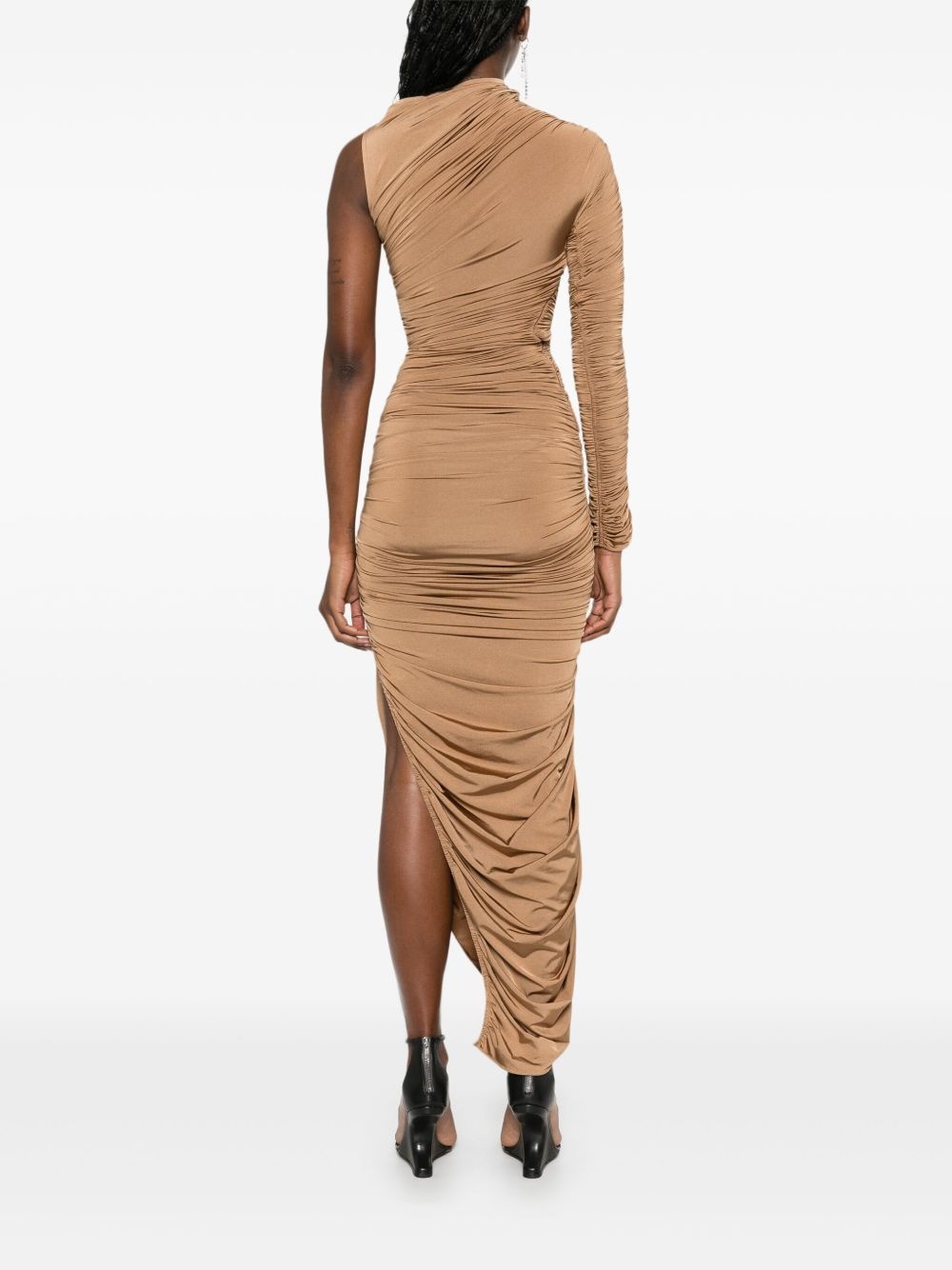 asymmetric ruched maxi dress - 4