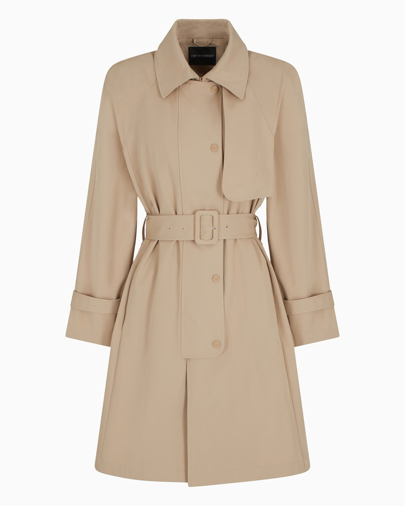 TRENCH COAT WITH BELT IN WATER-REPELLENT TECHNICAL COTTON 1