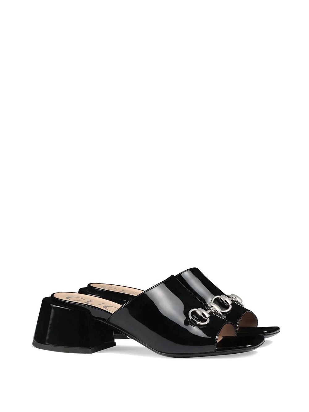 Patent leather mid-heel slides - 2