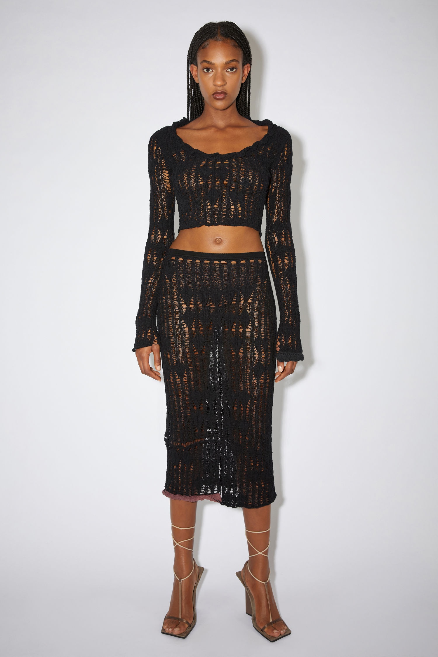 Ladder knit skirt - Black - 2