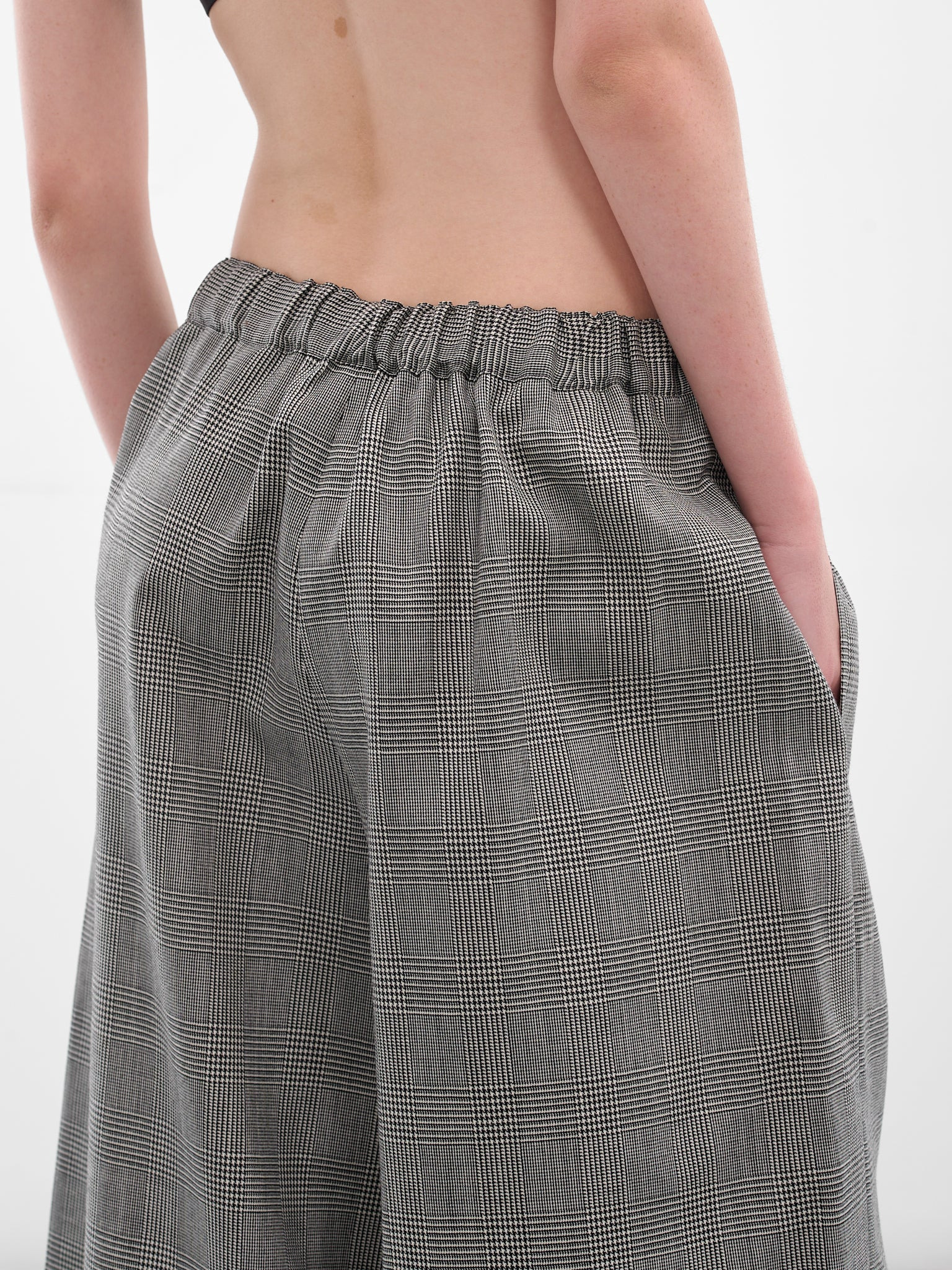 Gray Check Elasticated Baggy Trousers - 4
