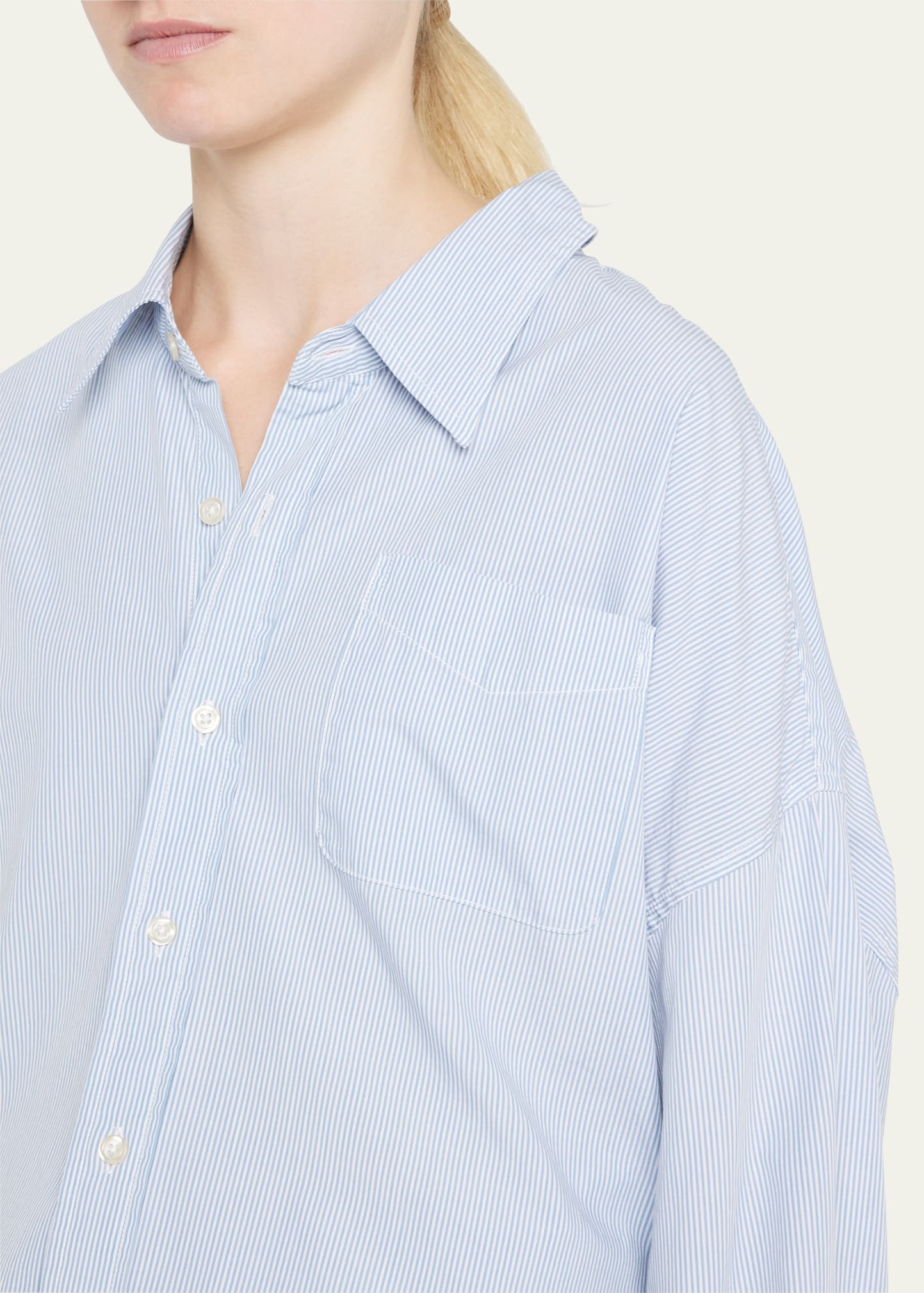 Oxford Oversized Pin-Stripe Shirt - 5