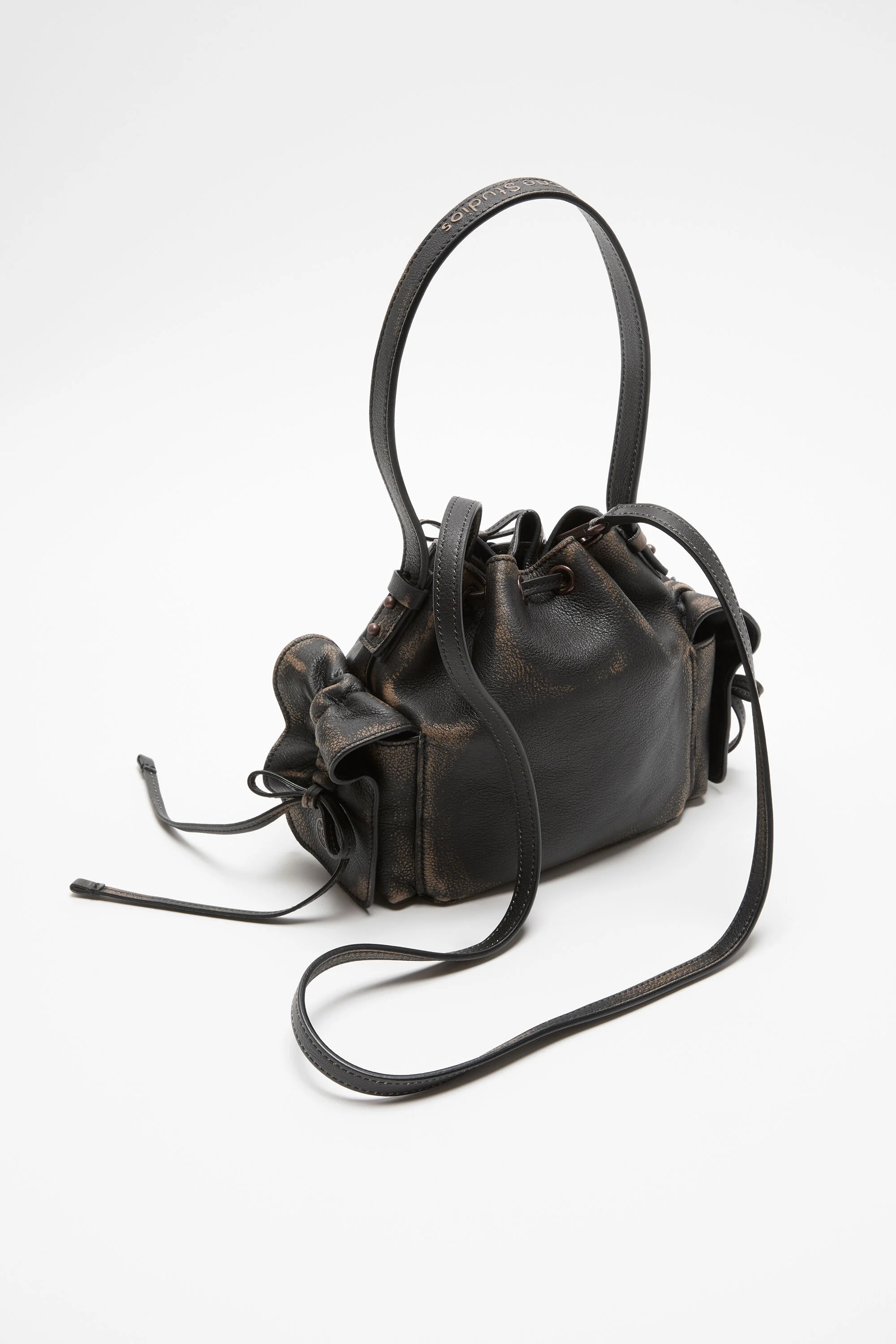 Multipocket mini bucket bag - Dark brown/beige - 2