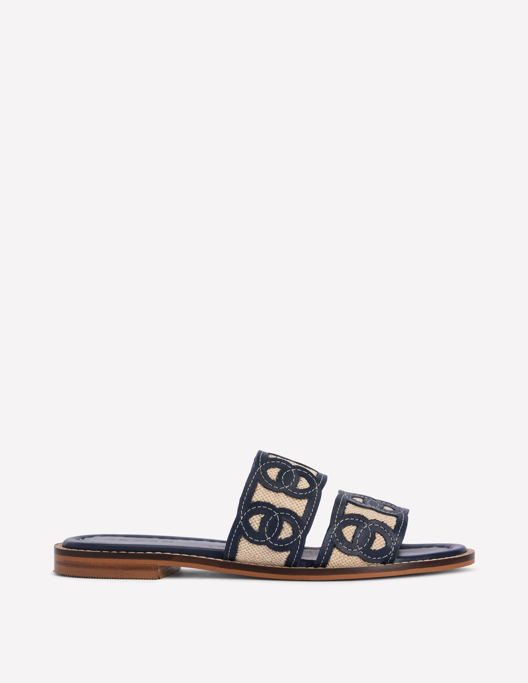 Interlocked Flat Sandal-Navy - 1