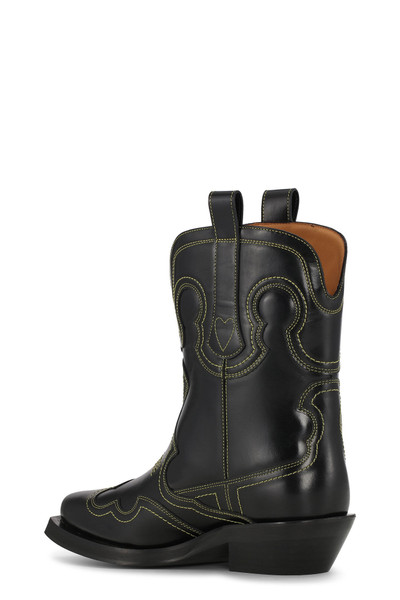 GANNI BLACK/YELLOW LOW SHAFT EMBROIDERED WESTERN BOOTS outlook